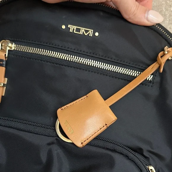 TUMI Black Backpack with Tan Details - Picture 2 of 8